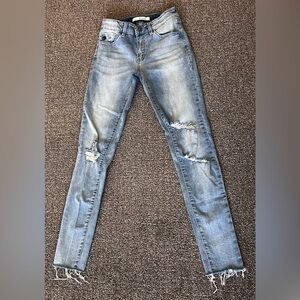 Kancan Super Skinny Jeans Women's 1/24 Raw Hem Denim 24x27.5